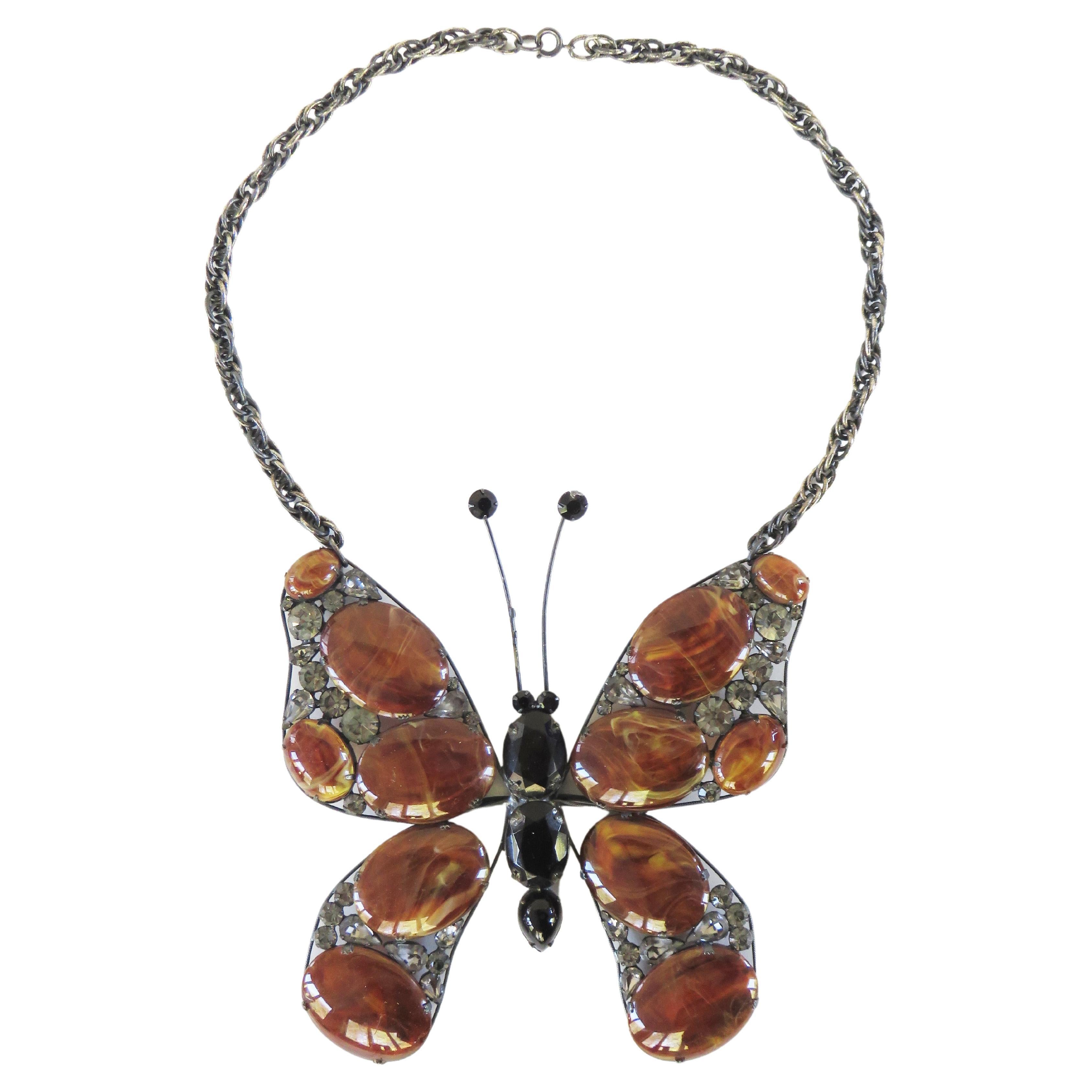 Large Butterfly Necklace 1960s 2