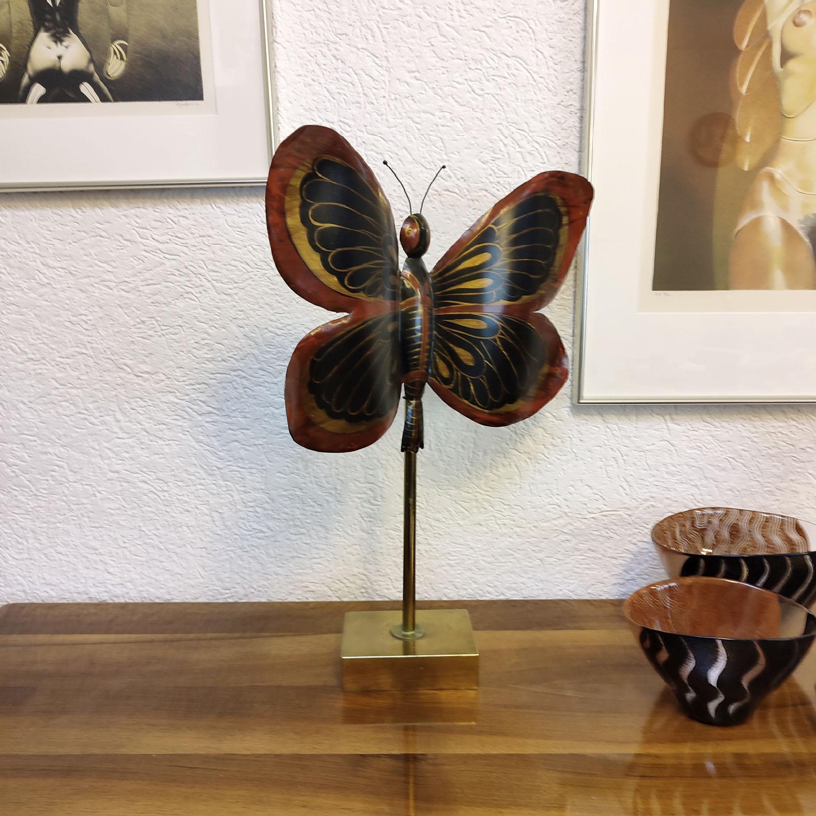 Large Butterfly Sculpture Dinanderie, Free Standing In Good Condition In Bochum, NRW