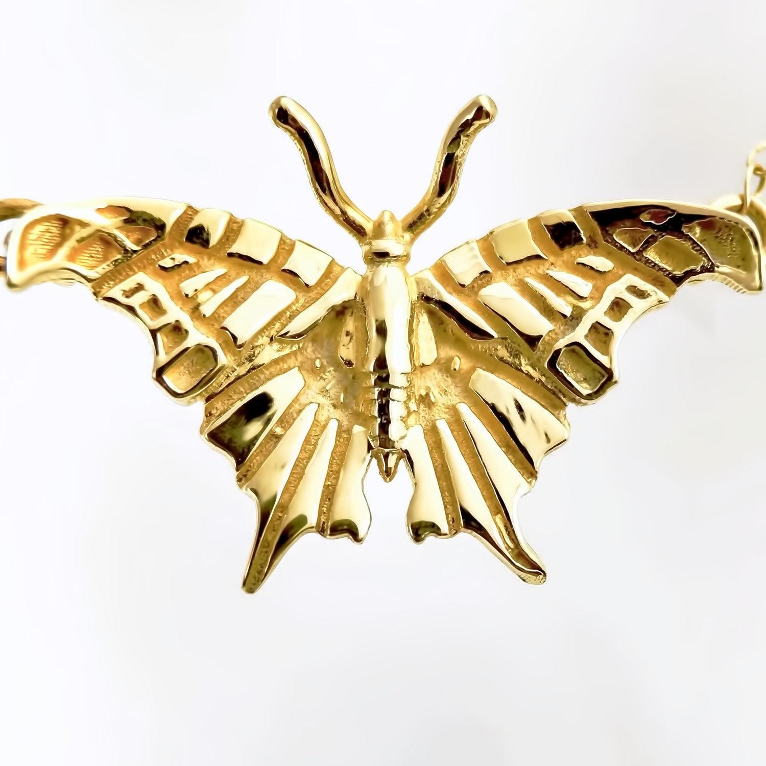 Women's Large Butterfly Solid Gold / Front View For Sale