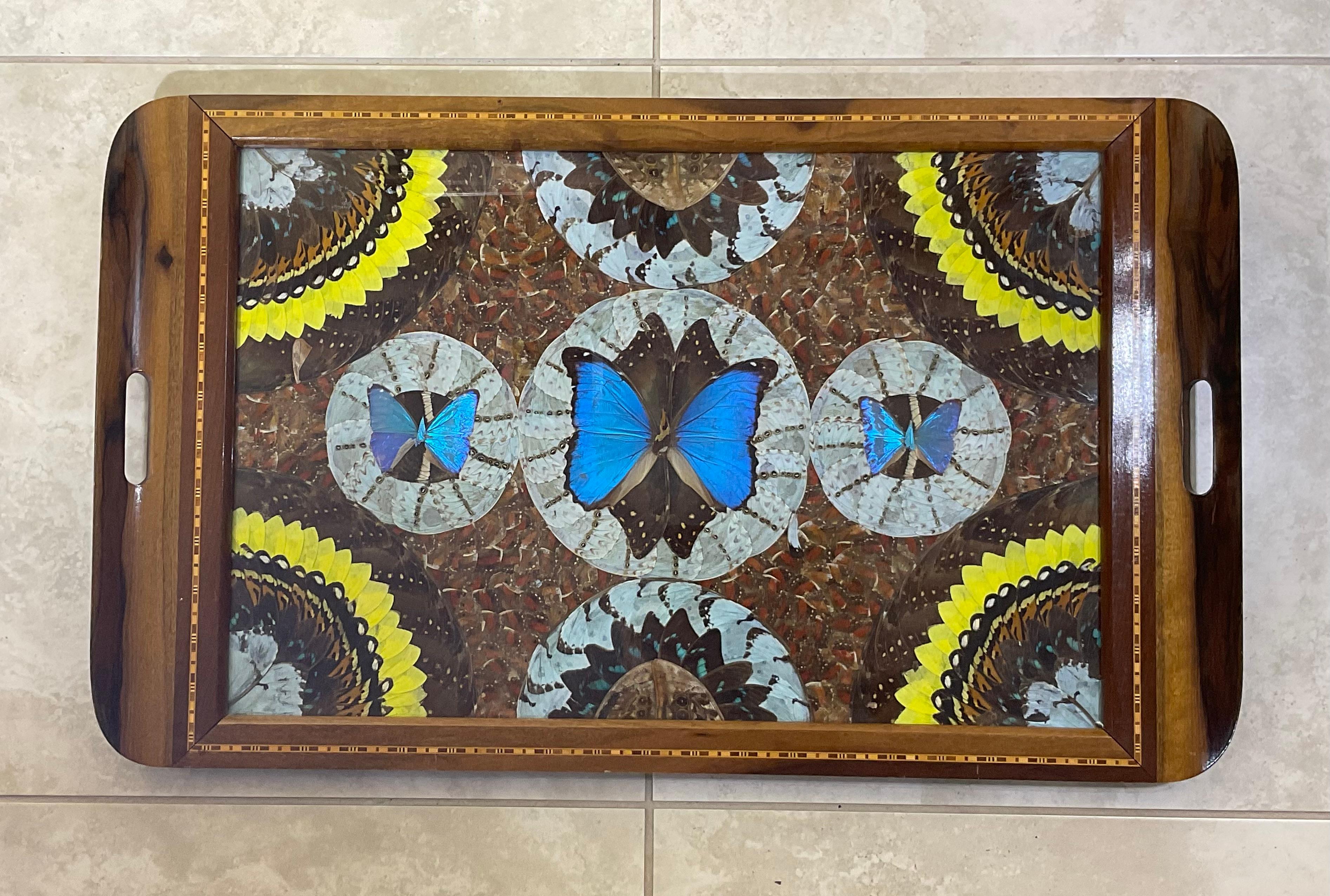 Large Butterfly Tray 29”.5 x 18” In Good Condition For Sale In Delray Beach, FL