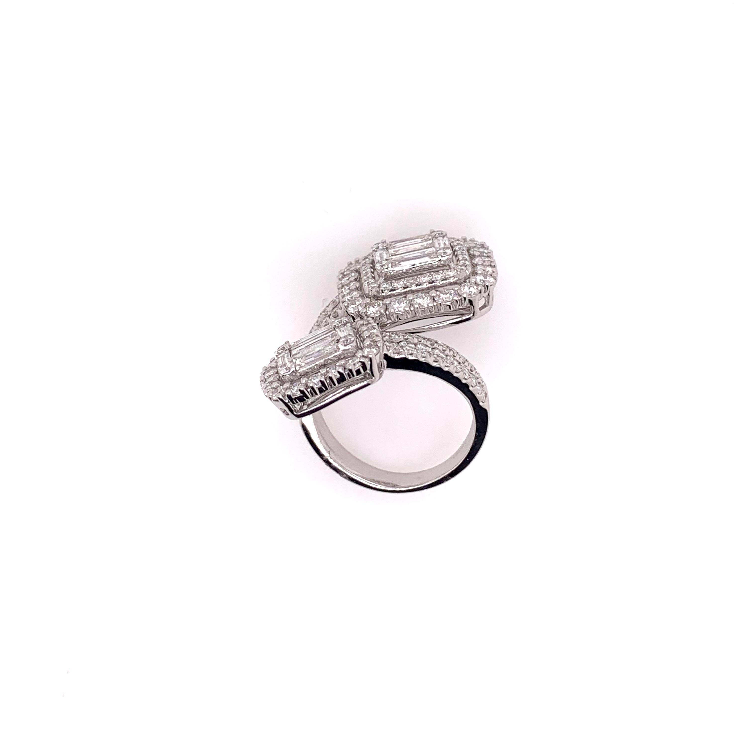 Round Cut Large ByPass Style Diamond Cocktail Band Ring