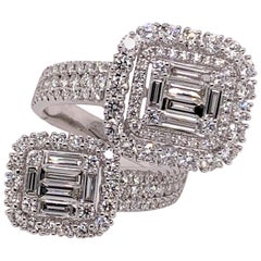 Large ByPass Style Diamond Cocktail Band Ring