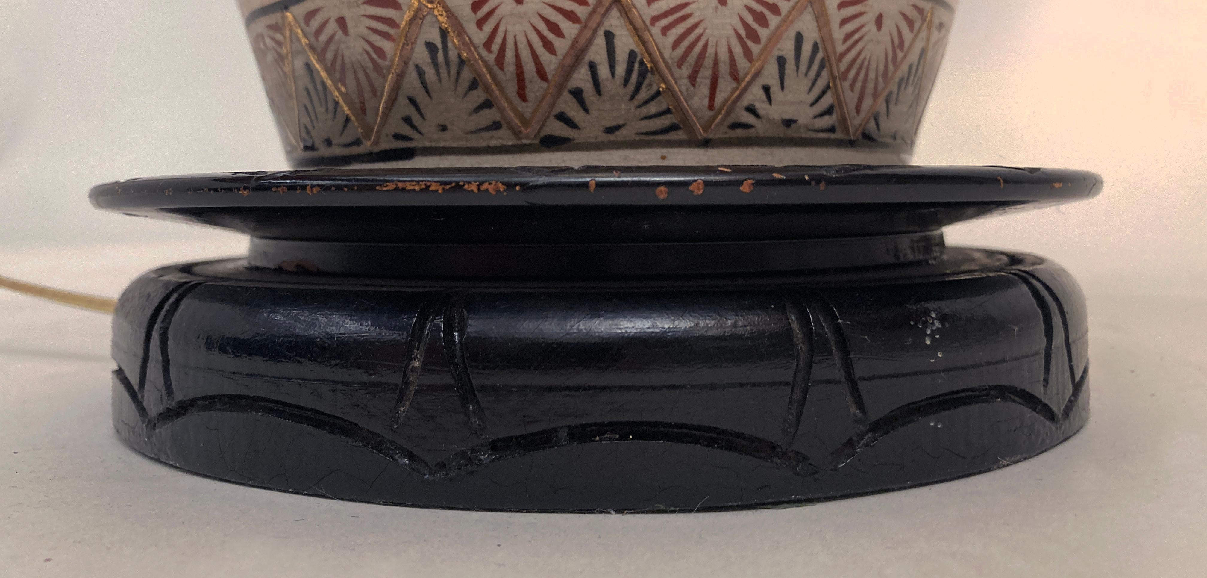 Large c. 19th Century Antique Meiji Period Japanese Kyo Satsuma Vase Lamp en vente 10