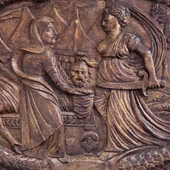 Large C18th Limewood Relief Plaque, Judith And Holofernes