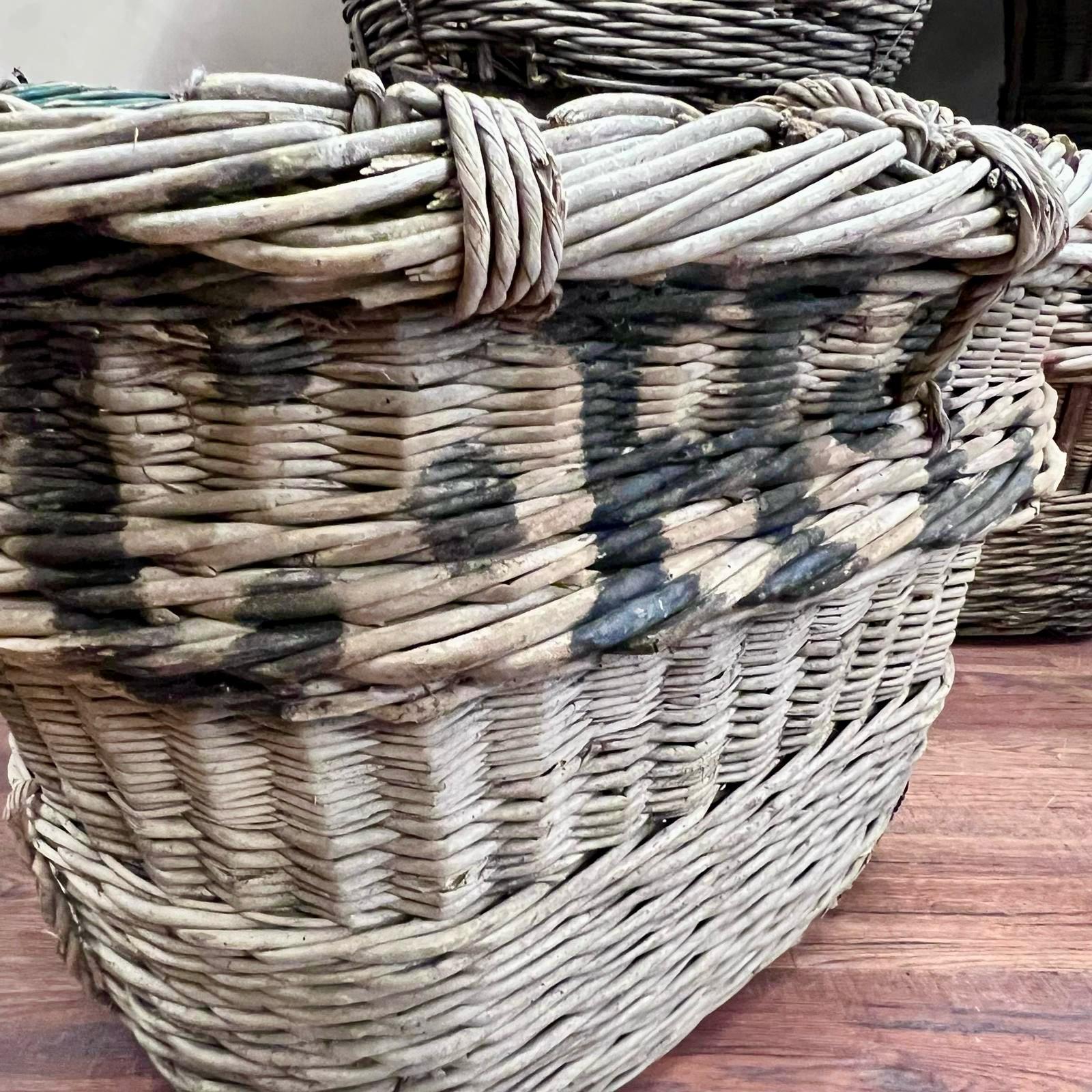 Wicker Large, C1900 French Champagne Baskets -Sold individually Log Storage  For Sale
