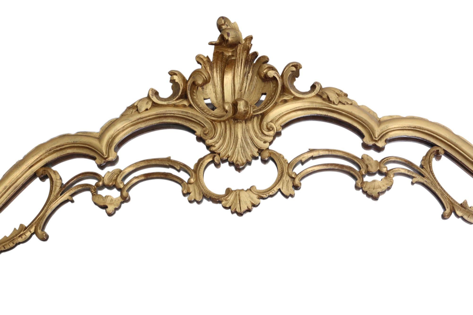 Early 20th Century Large C1920 Antique Giltwood Overmantel Wall Mirror – Ornate Gold Frame For Sale