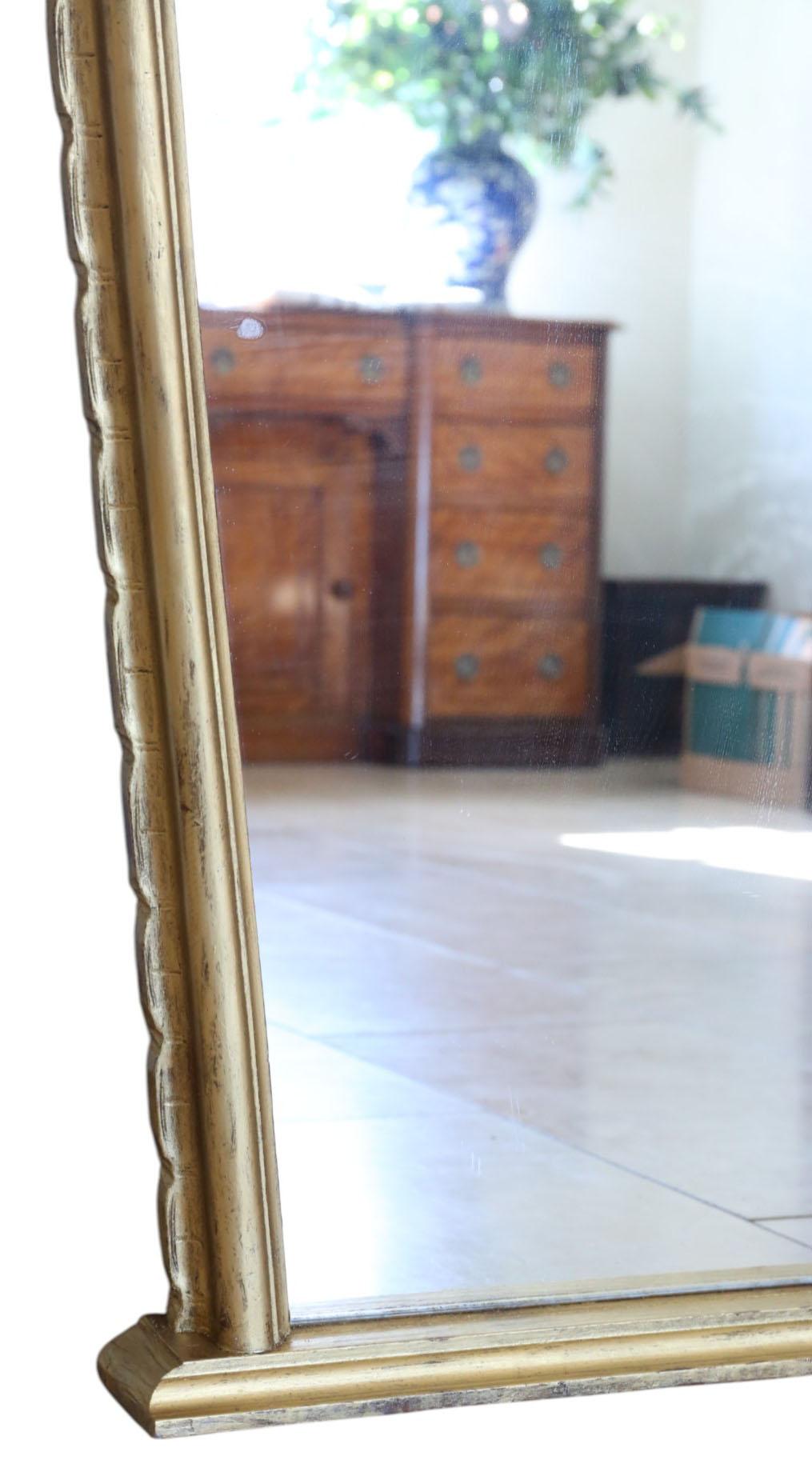 Large C1920 Antique Giltwood Overmantel Wall Mirror – Ornate Gold Frame For Sale 3
