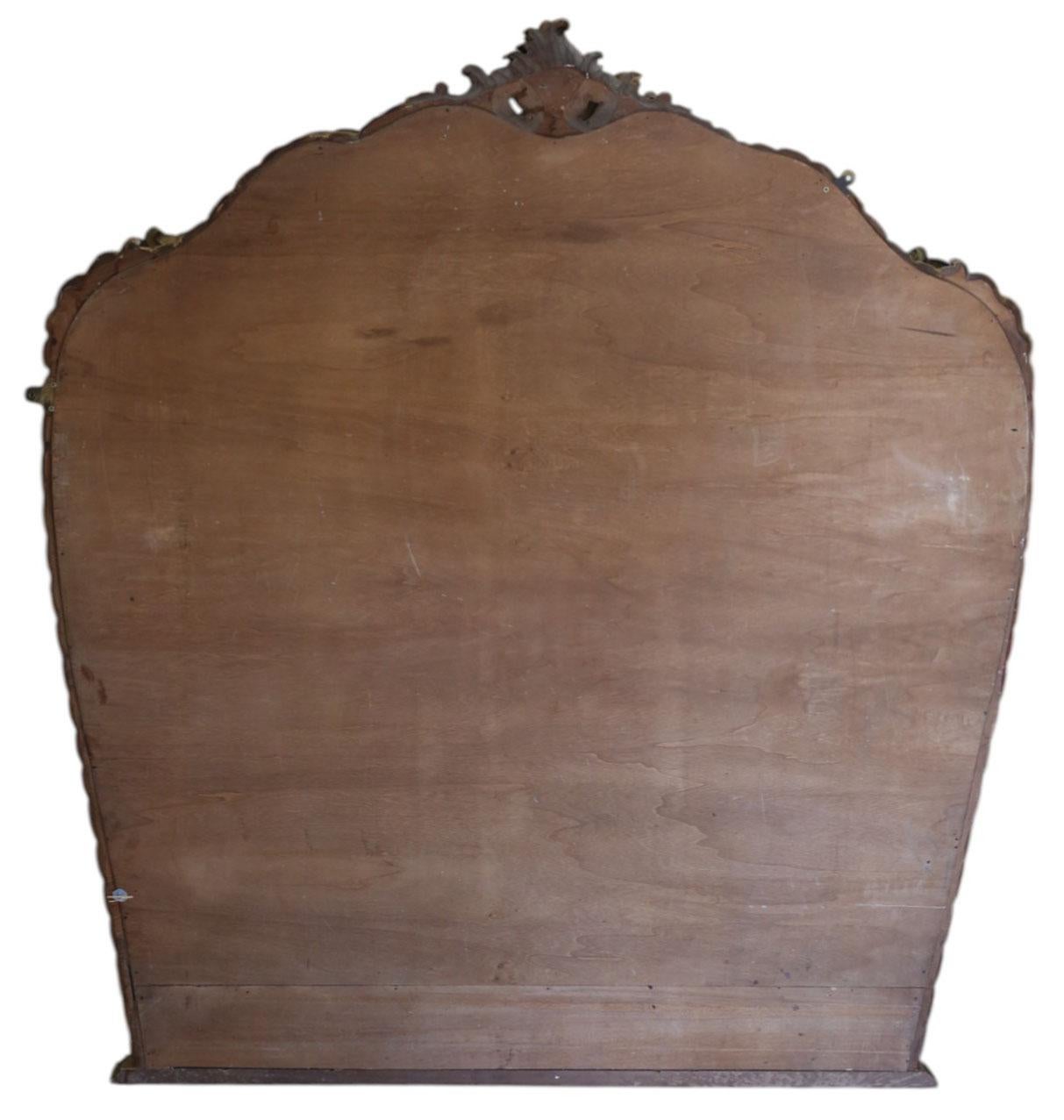 Large C1920 Antique Giltwood Overmantel Wall Mirror – Ornate Gold Frame For Sale 4