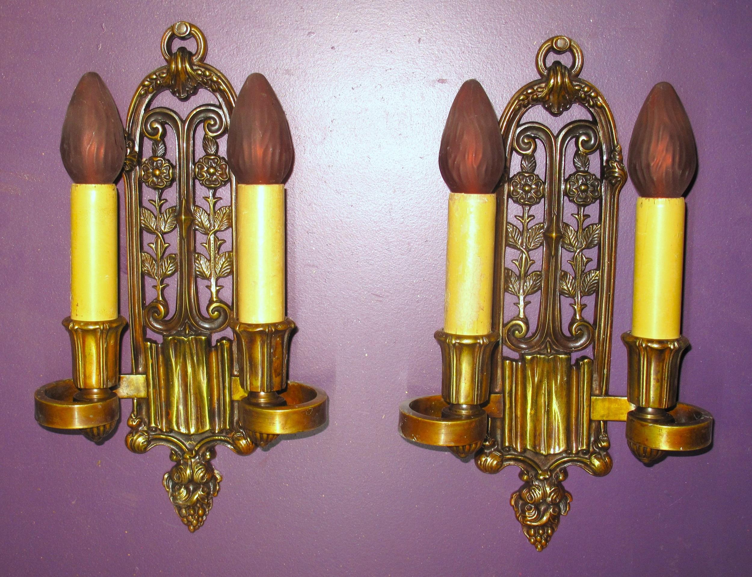 Large c.1920 Sconces w/ Original Finish In Good Condition For Sale In Prescott, US