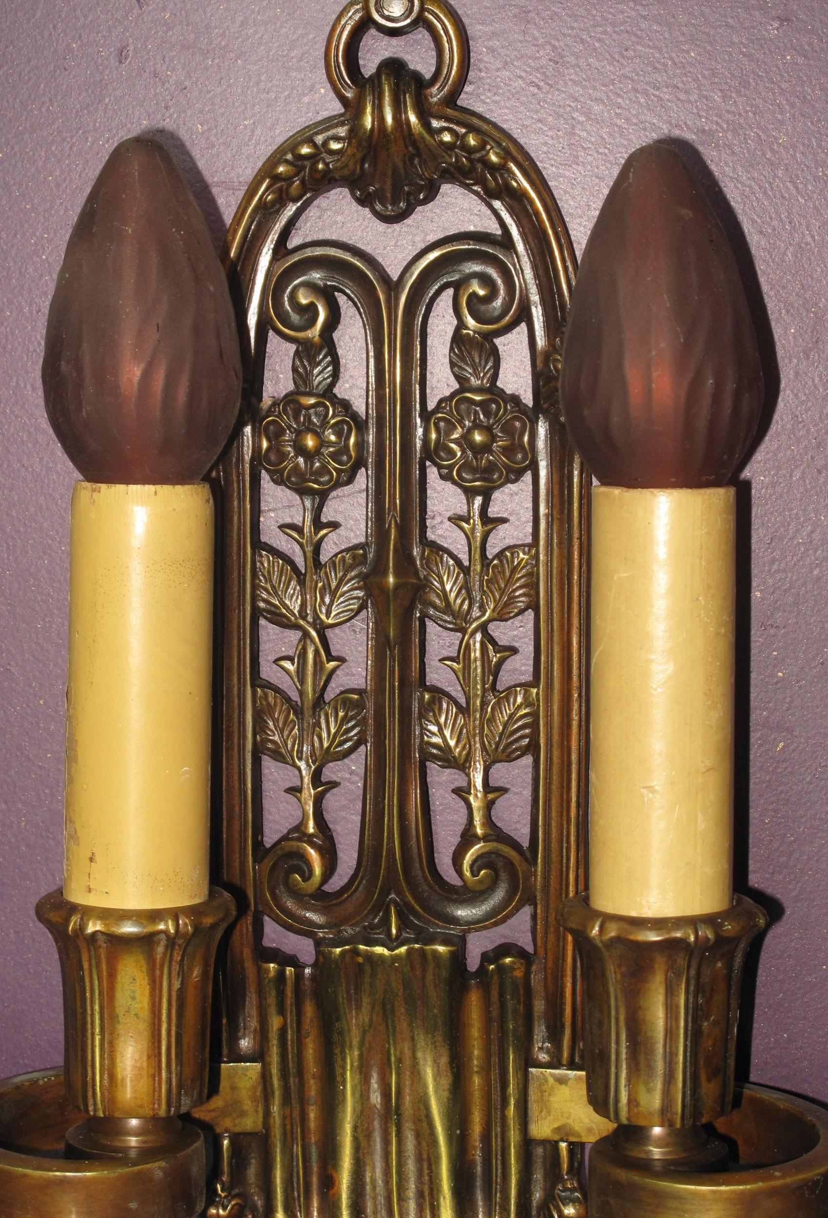 20th Century Large c.1920 Sconces w/ Original Finish For Sale