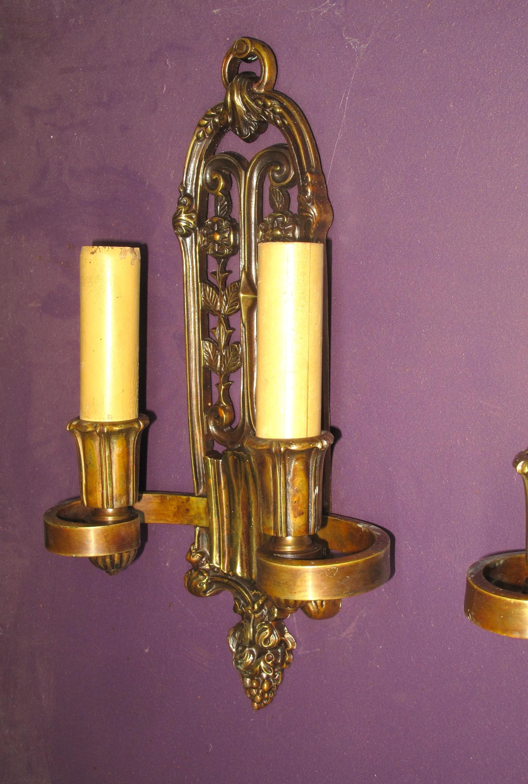 Brass Large c.1920 Sconces w/ Original Finish For Sale