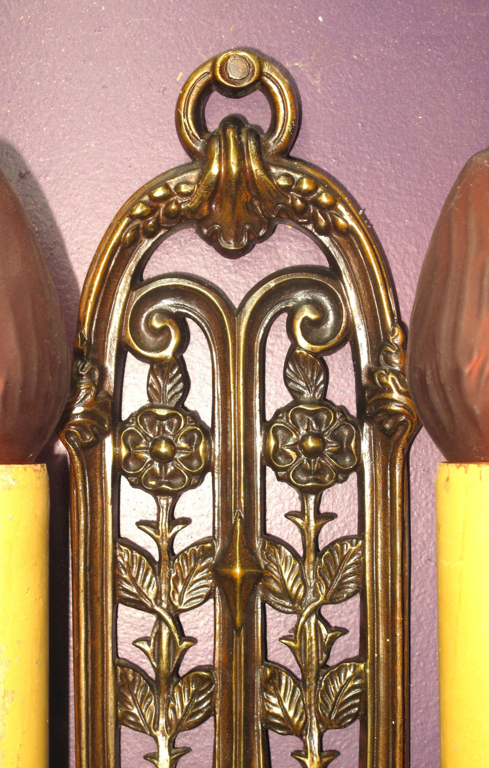 Large c.1920 Sconces w/ Original Finish For Sale 1