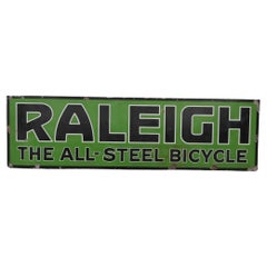 Used Large C1930 Raleigh Cycles Enamel Sign