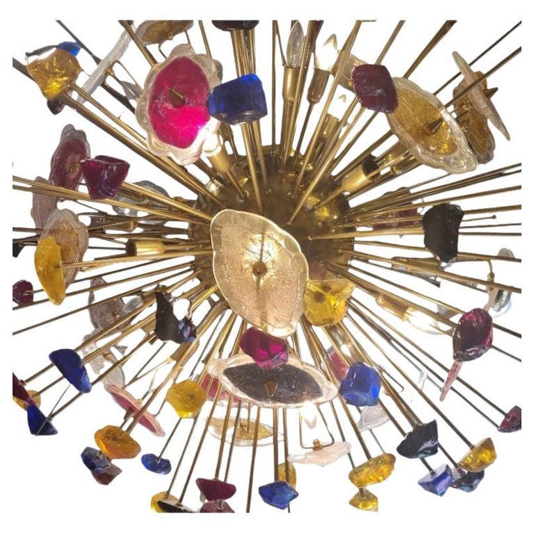 Lustre Suspendu Emilio Scoliari Design - Murano Et Chrome - 1960 - Vintage