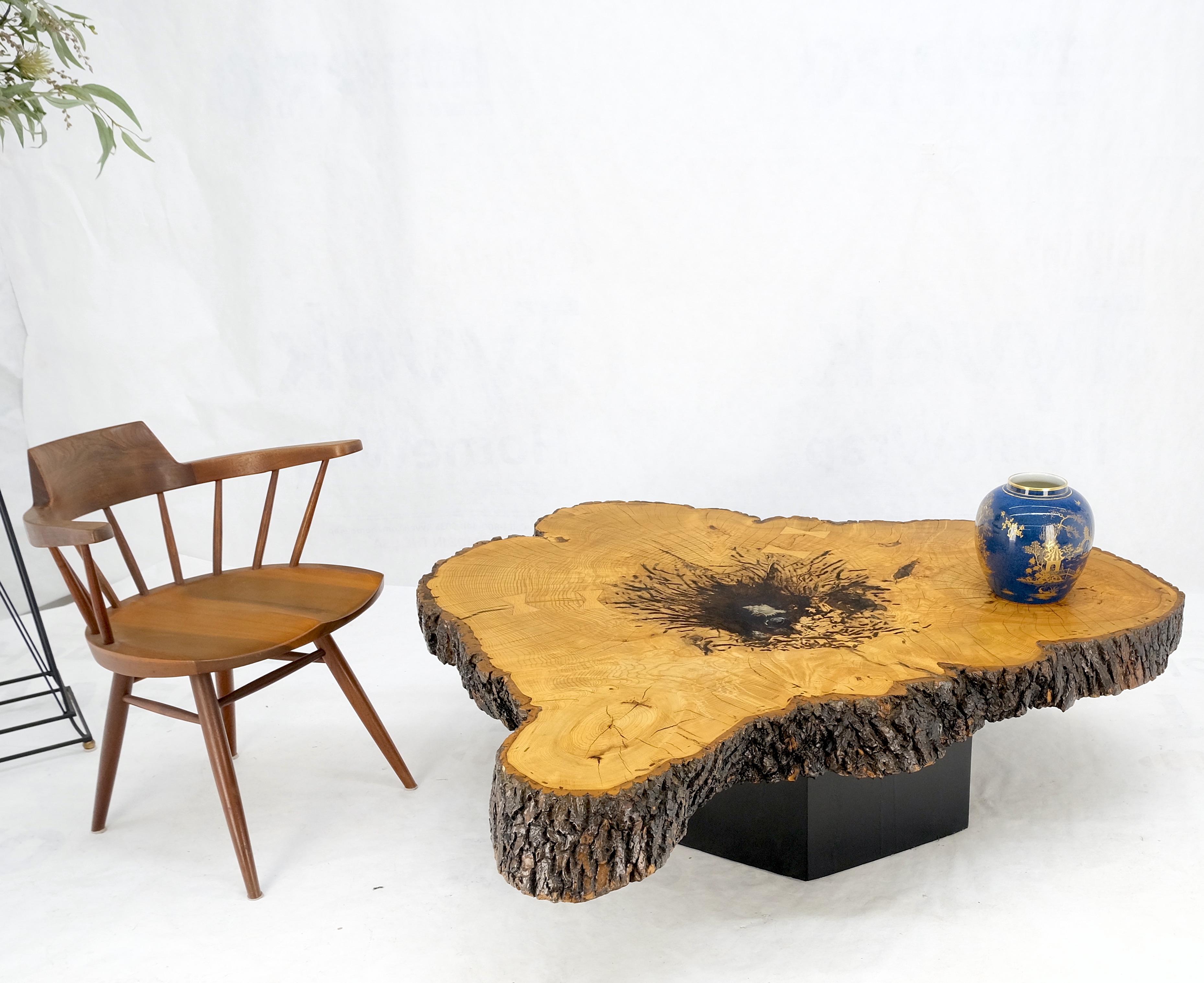 Large c. 1970s Thick Slab Live Edge Organic Coffee Table Butterfly Joints Nice For Sale 5