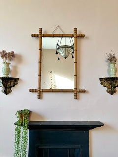 Großer französischer Faux-Bambus-Spiegel aus dem 19.