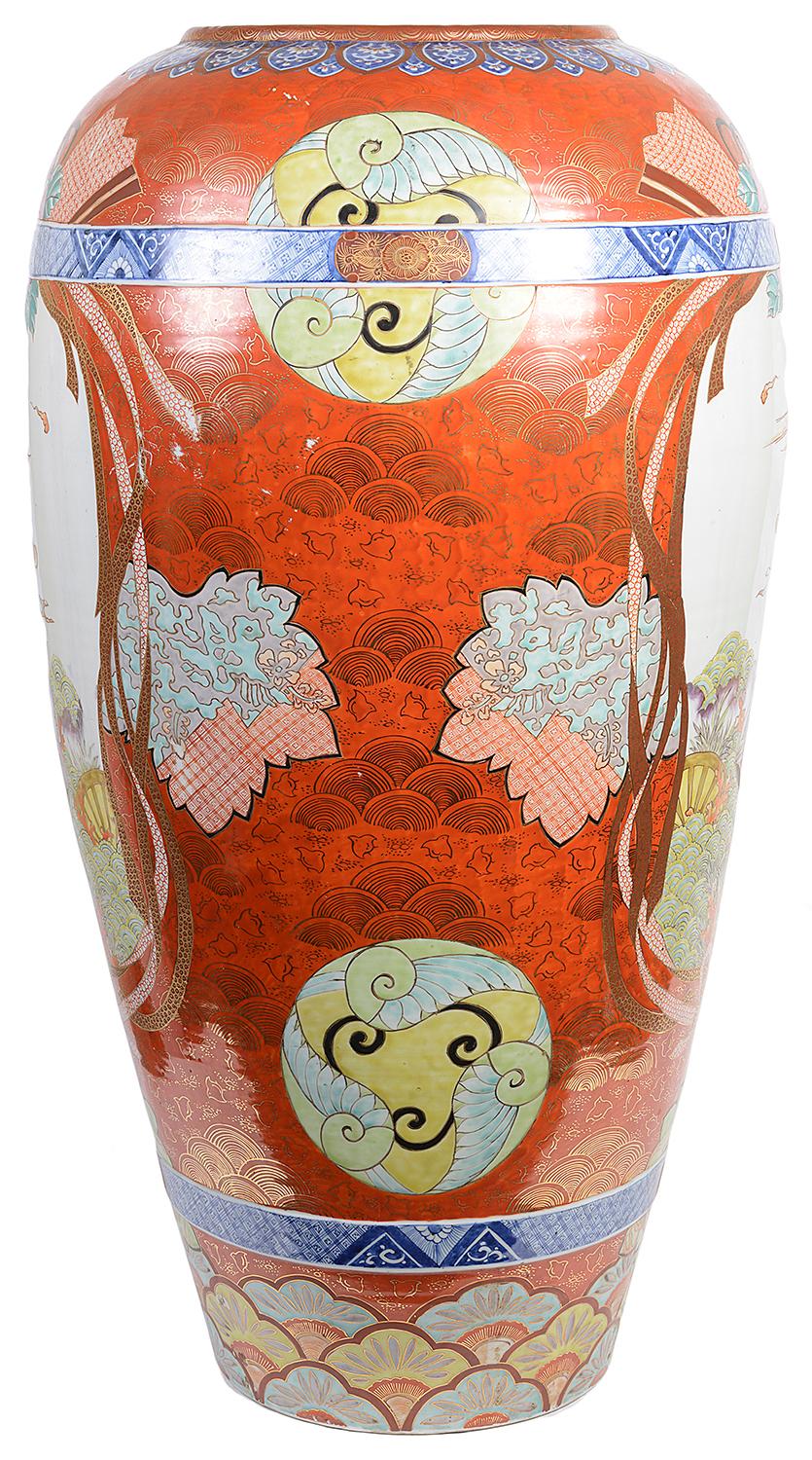 Porcelain Large 19th Century Japanese Kutani Vase For Sale