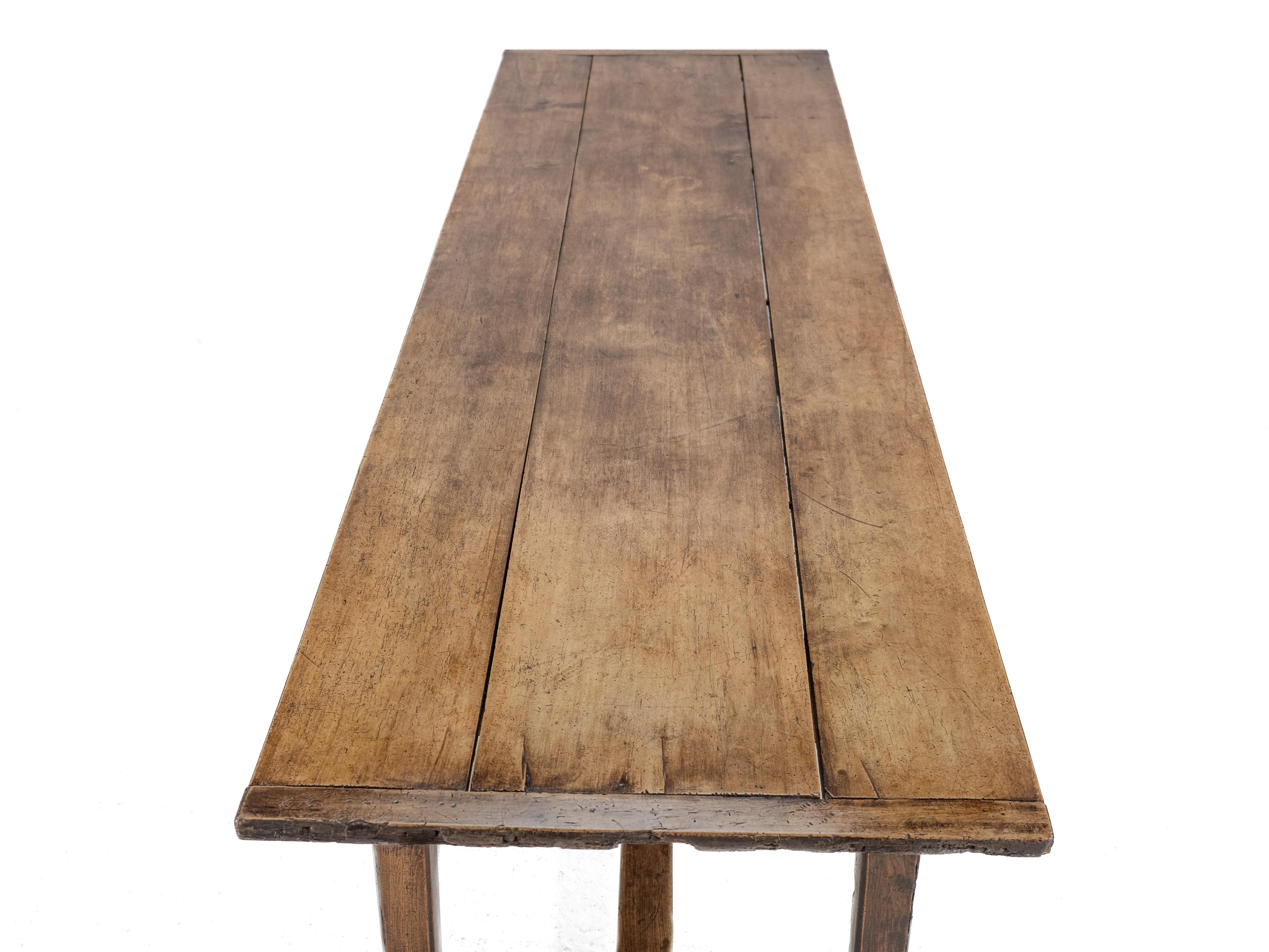 Large c.19th Pear Wood & Elm French Country Farmhouse Refectory Dining Table For Sale 7