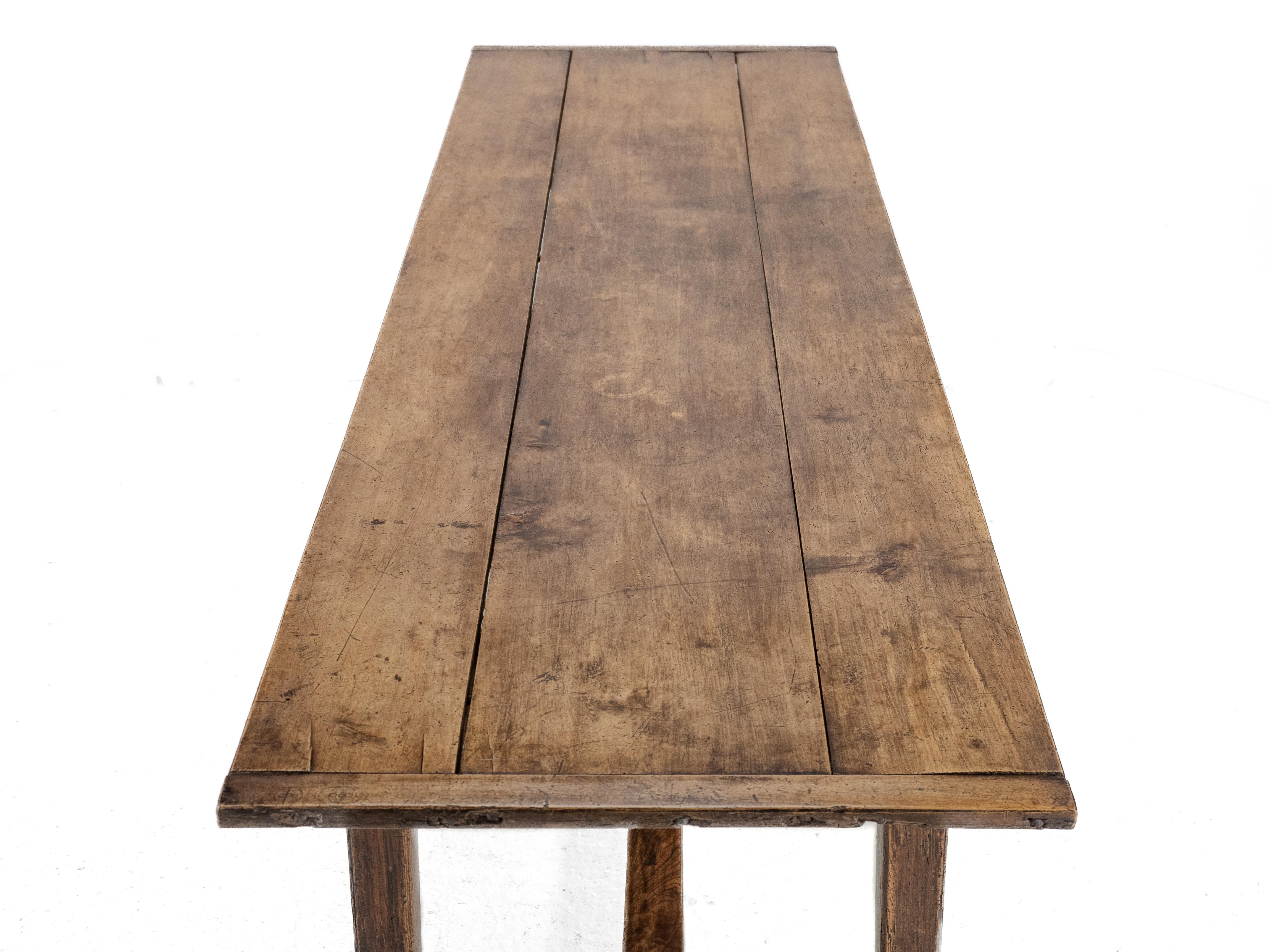 Large c.19th Pear Wood & Elm French Country Farmhouse Refectory Dining Table For Sale 1