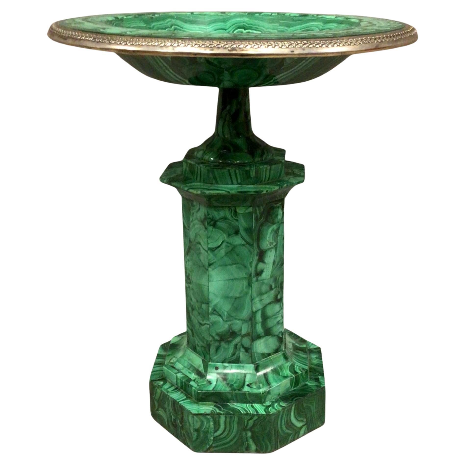 Exceptional Large C19th Malachite Tazza For Sale