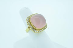 Large Cab Pink Quartz and Diamond Ring