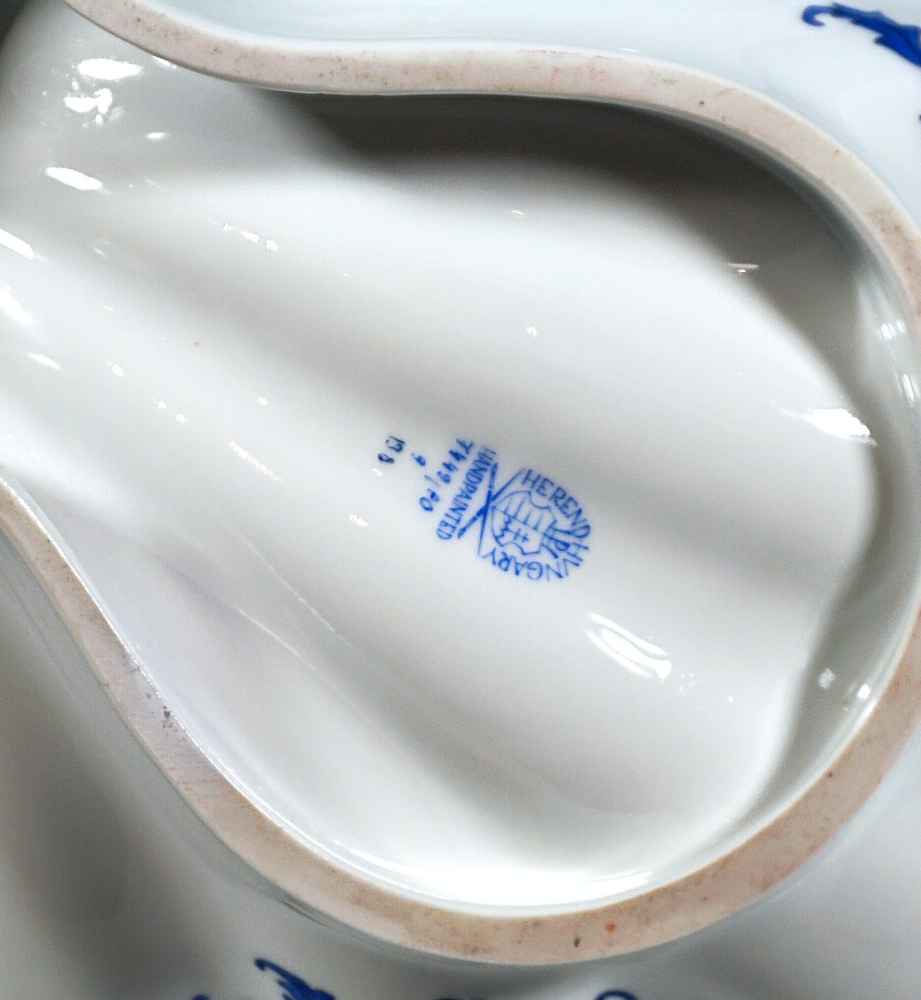 Large Cabaret Bowl With Dolphin Crowning, Herend Hungary, 20th Century 3