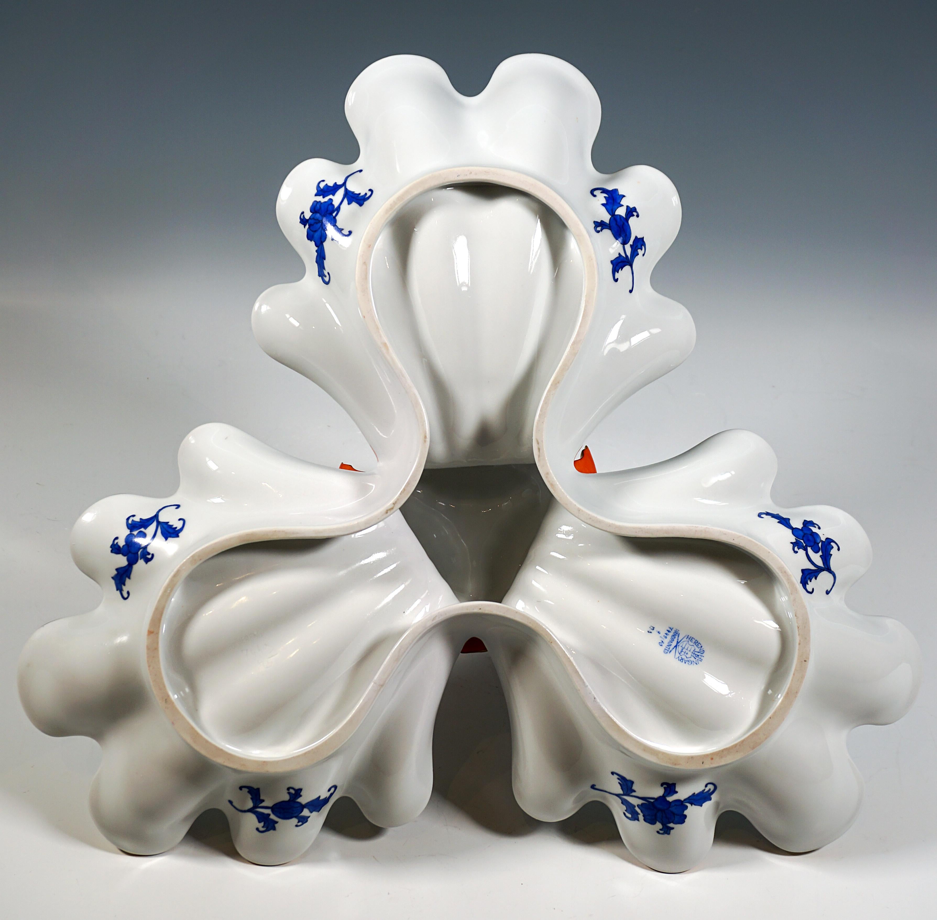 Large Cabaret Bowl With Dolphin Crowning, Herend Hungary, 20th Century 2