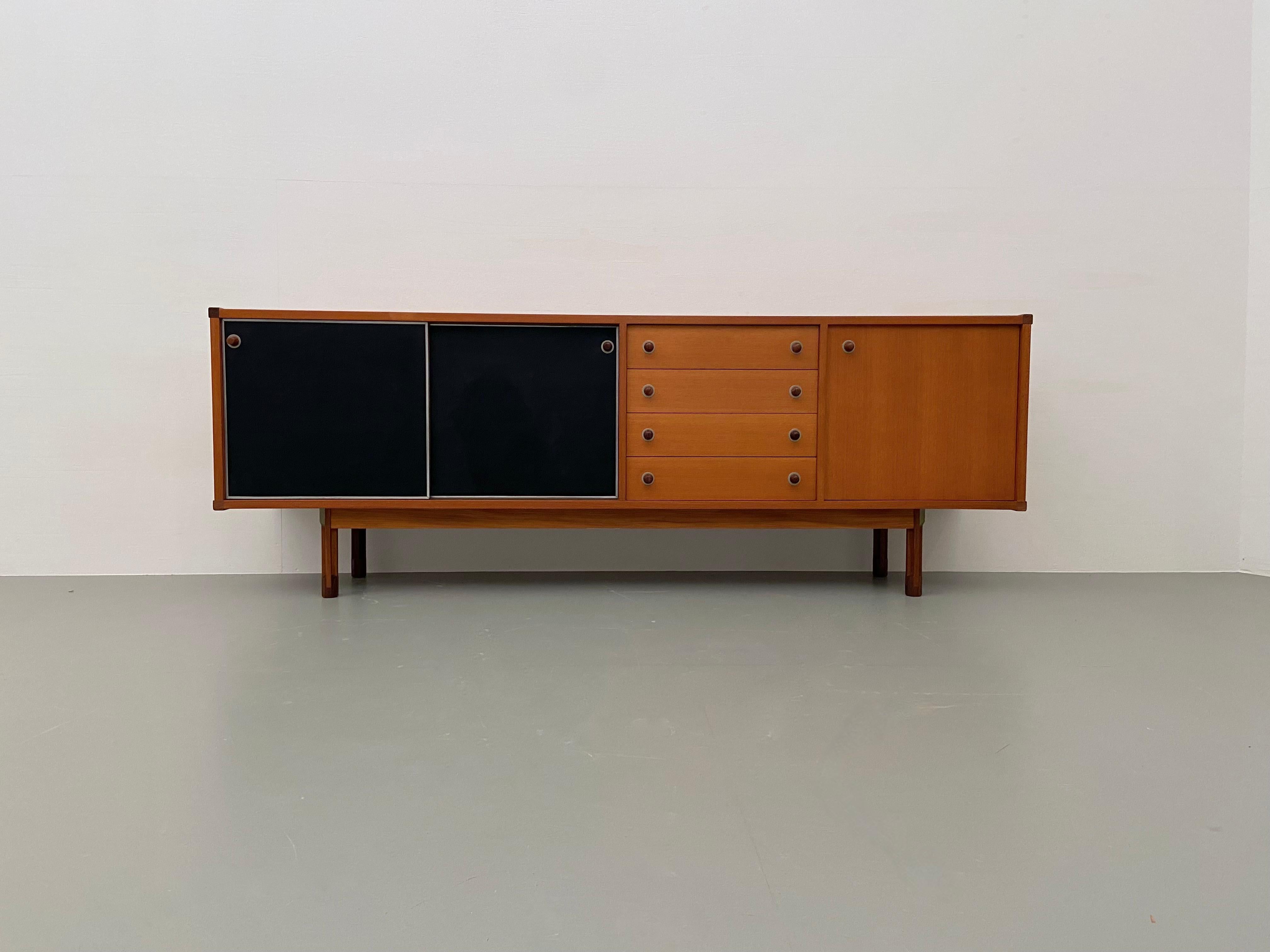 Large Cabinet in Teak and Black Laminate by Elam, Italy, 1960's 6