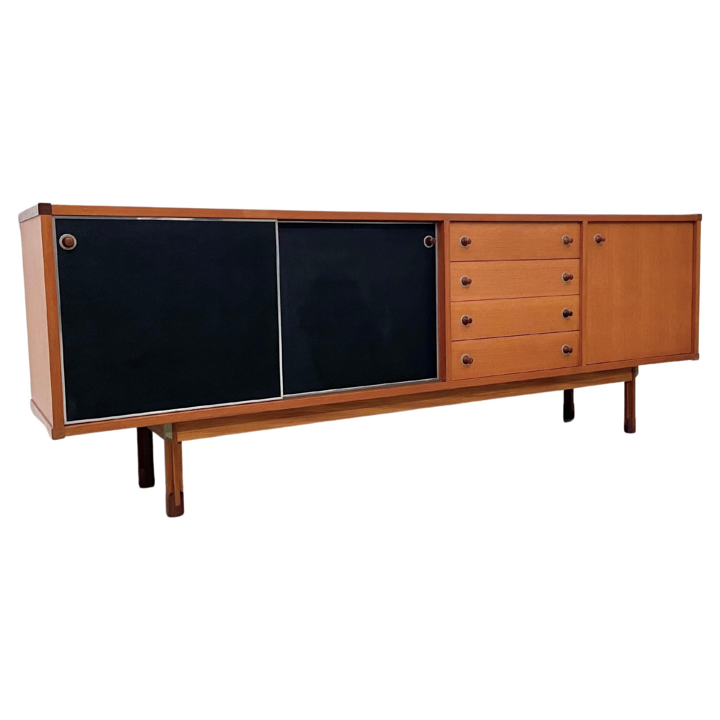 Large Cabinet in Teak and Black Laminate by Elam, Italy, 1960's For Sale