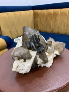 Large Cabinet Museum Level Specimen 6kg Of Smoky Quartz Crystals for Sale