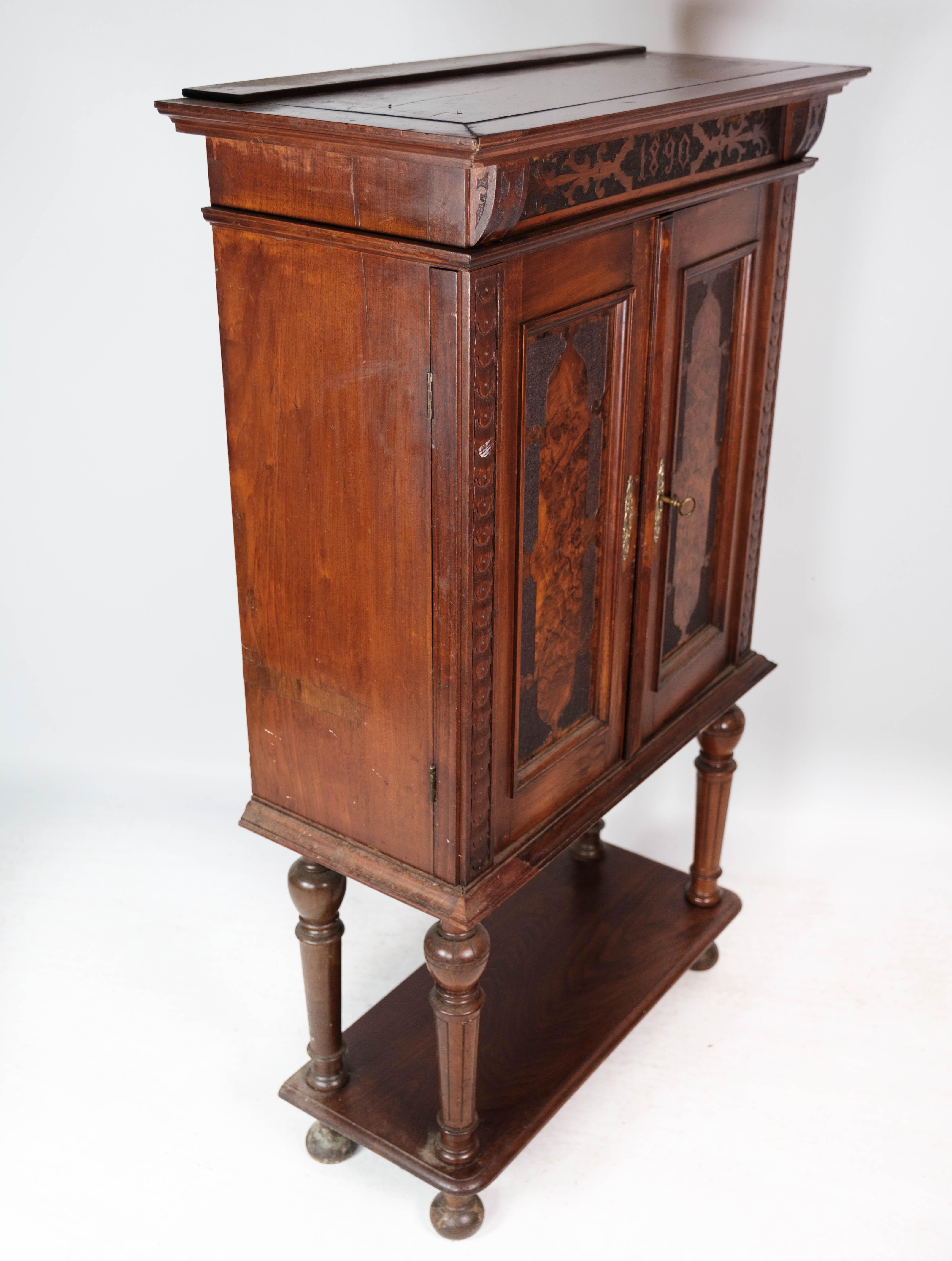 Large Cabinet of Mahogany and Walnut Decorated with Carvings, 1860s 6