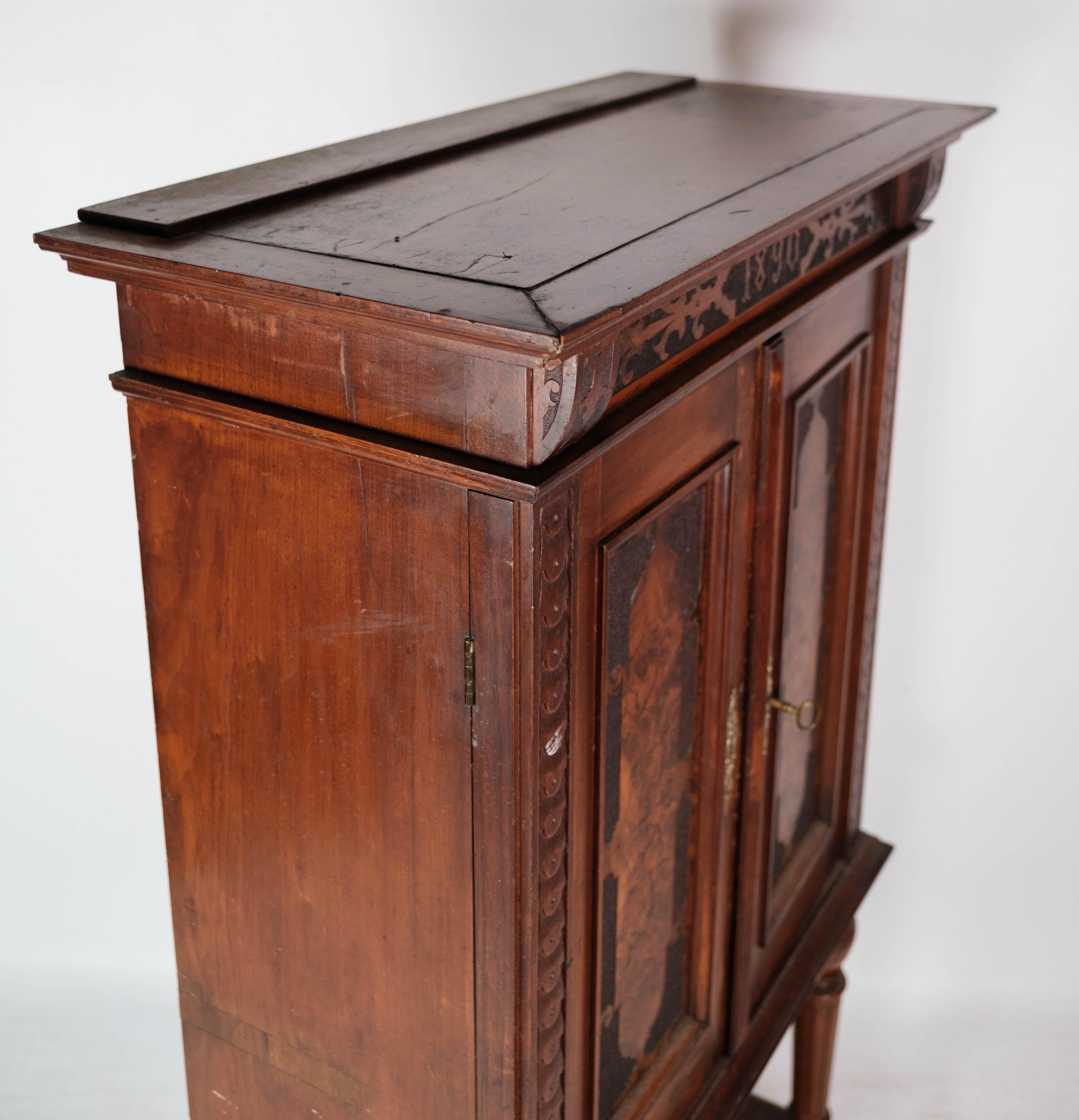 Large Cabinet of Mahogany and Walnut Decorated with Carvings, 1860s 7