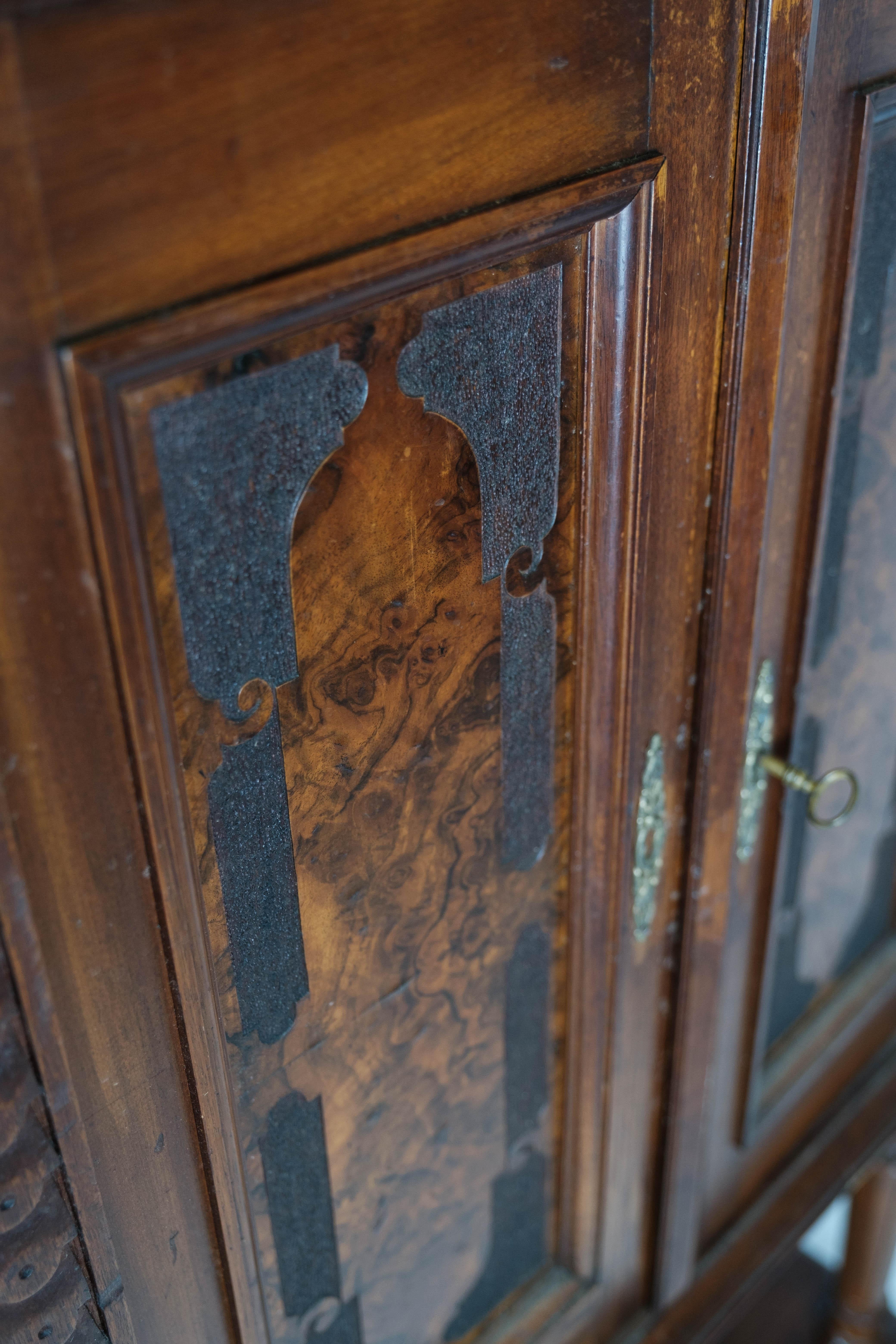 Large Cabinet of Mahogany and Walnut Decorated with Carvings, 1860s 9