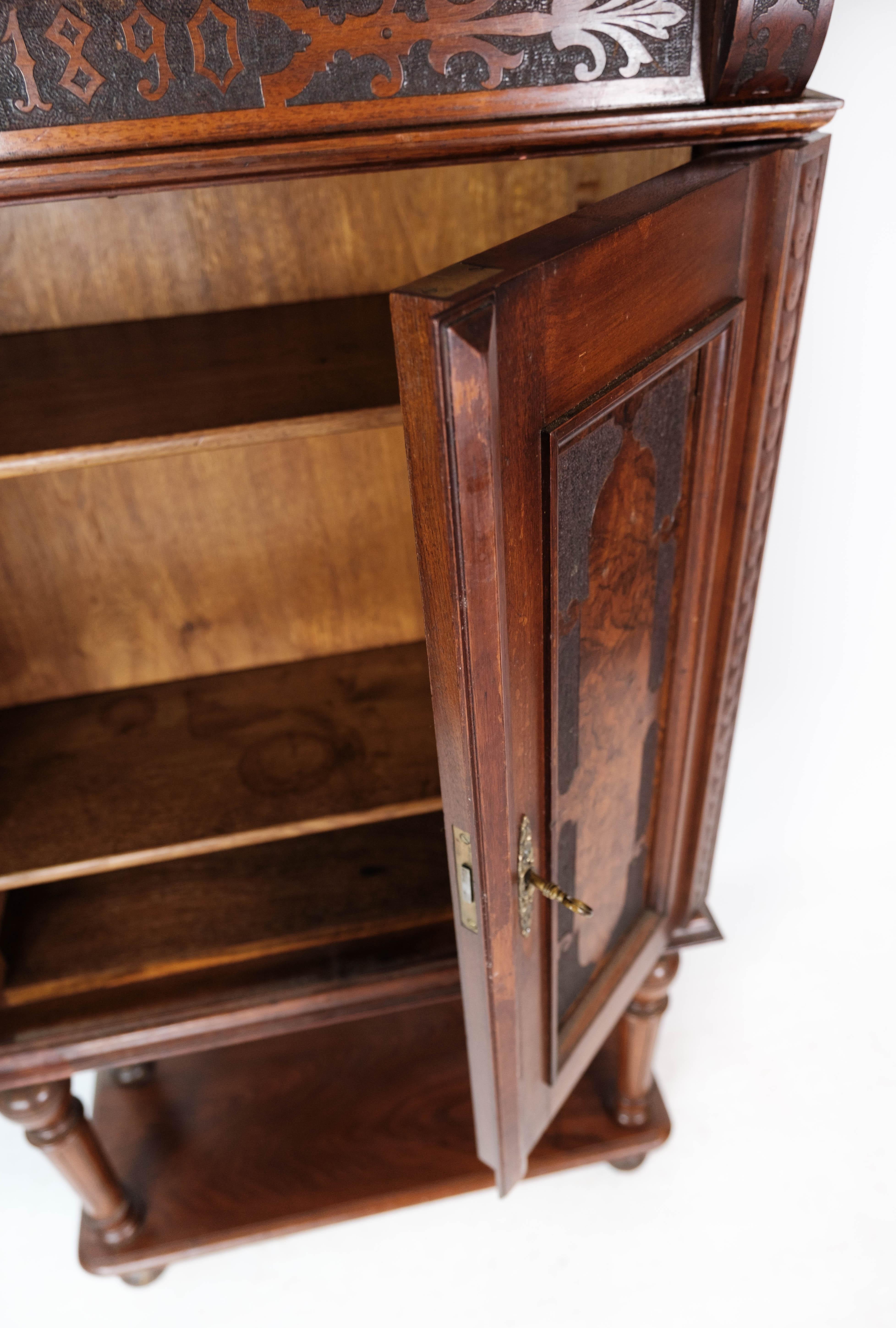 Large Cabinet of Mahogany and Walnut Decorated with Carvings, 1860s 3