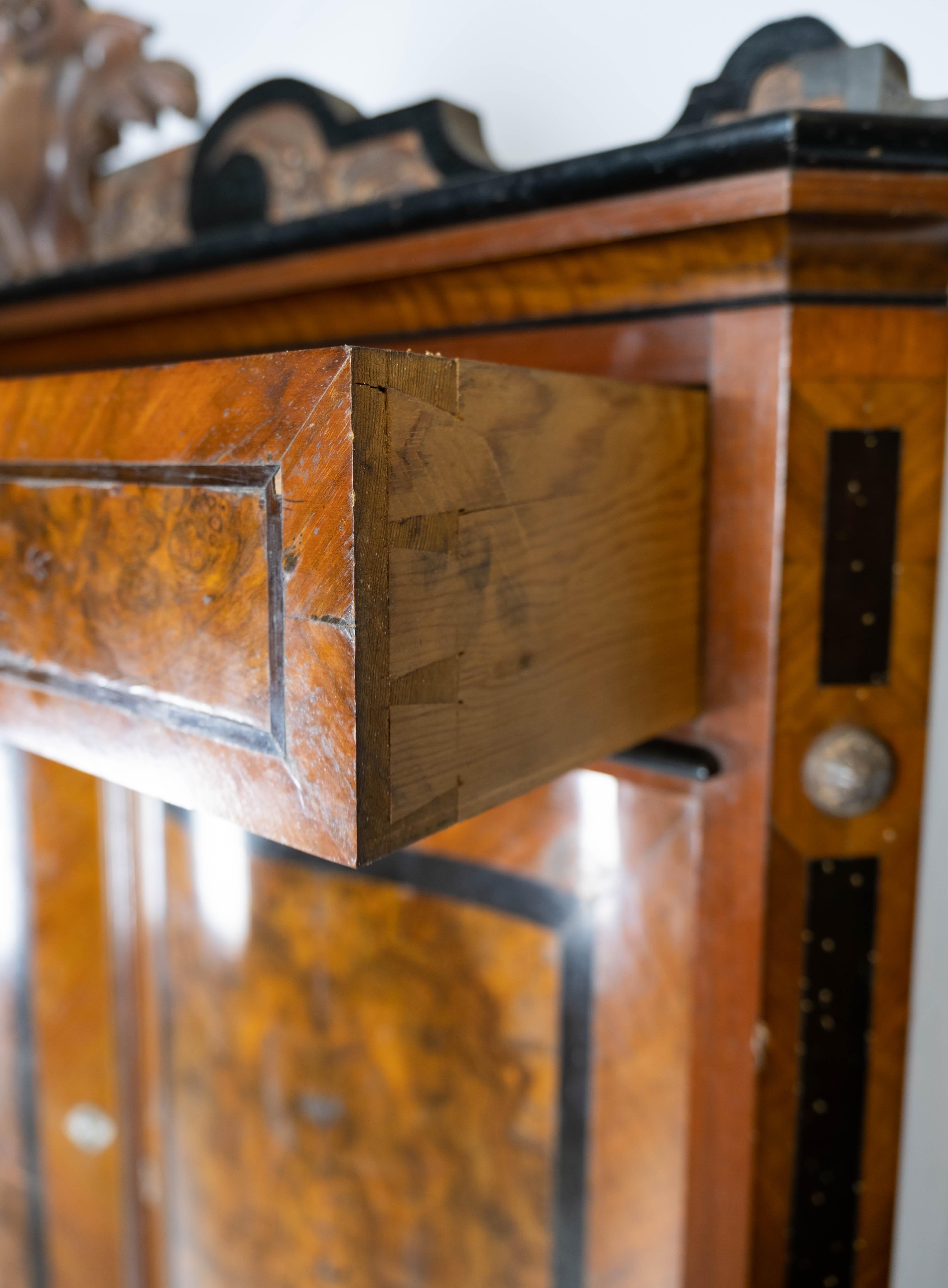 Large Cabinet Made In Polished Mahogany & Walnut From 1880s For Sale 7