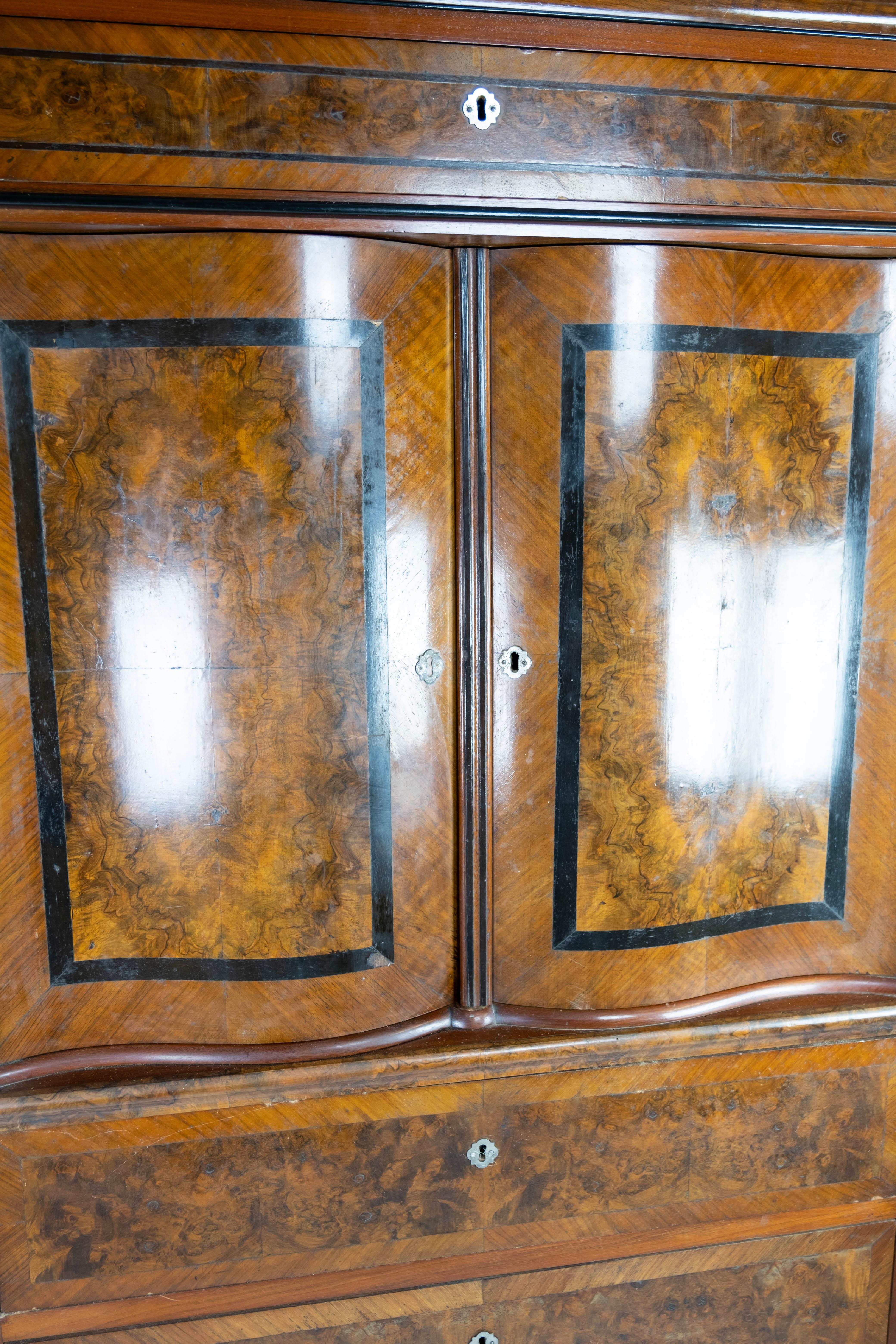 Other Large Cabinet Made In Polished Mahogany & Walnut From 1880s For Sale