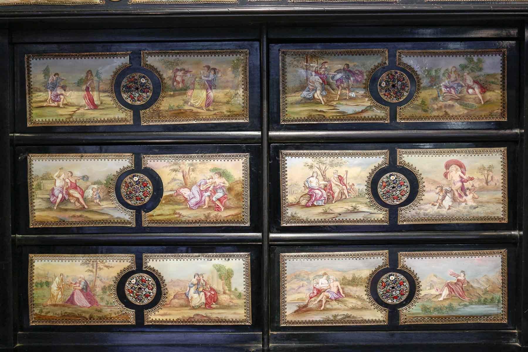 Grand cabinet, secrétaire, œuvre autrichienne, 19e siècle. en vente 8