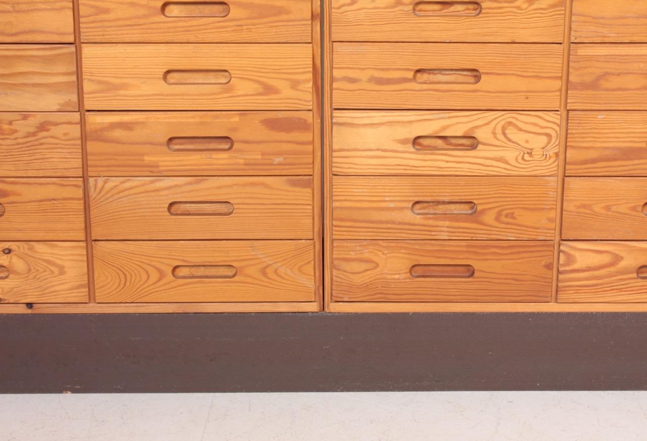 Large Cabinet with a Large Bank of Drawers in Pine, Danish Design, 1970s 2