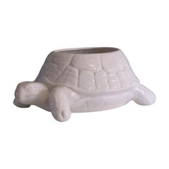 Large Cache pot, white glazed ceramic, Italy 1950