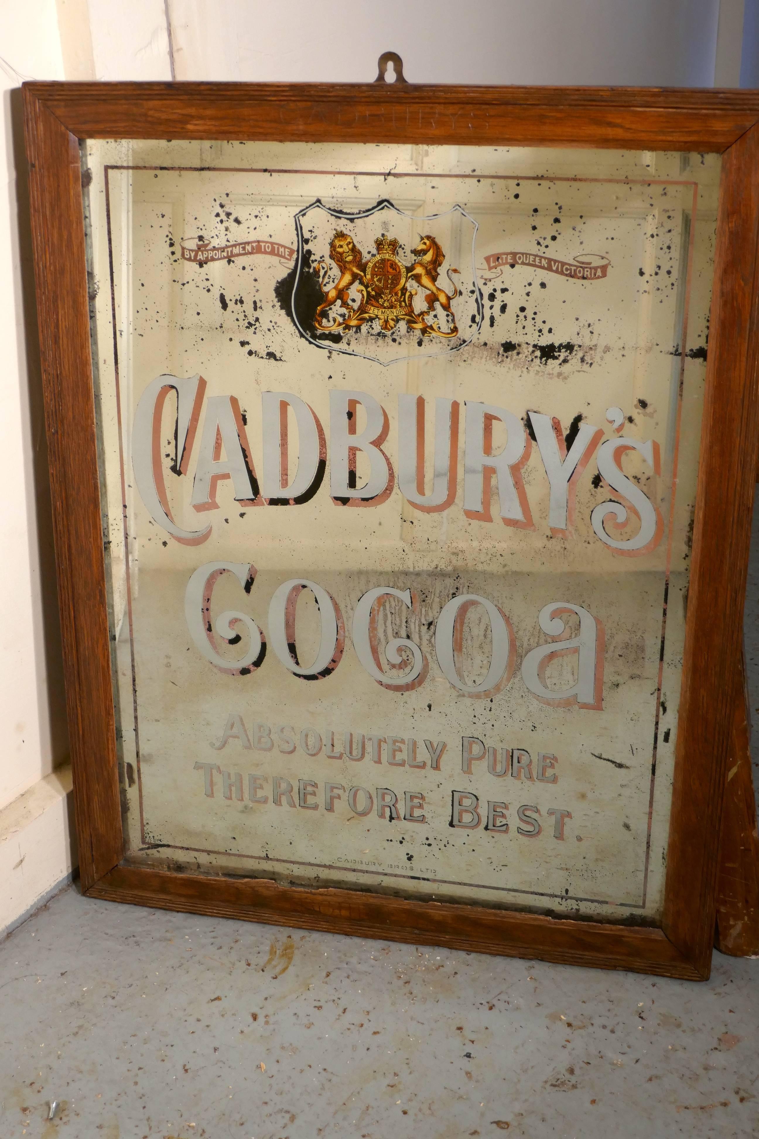 Large Cadbury’s Cocoa Advertising Mirror, Royal Appointment to Queen Victoria 1