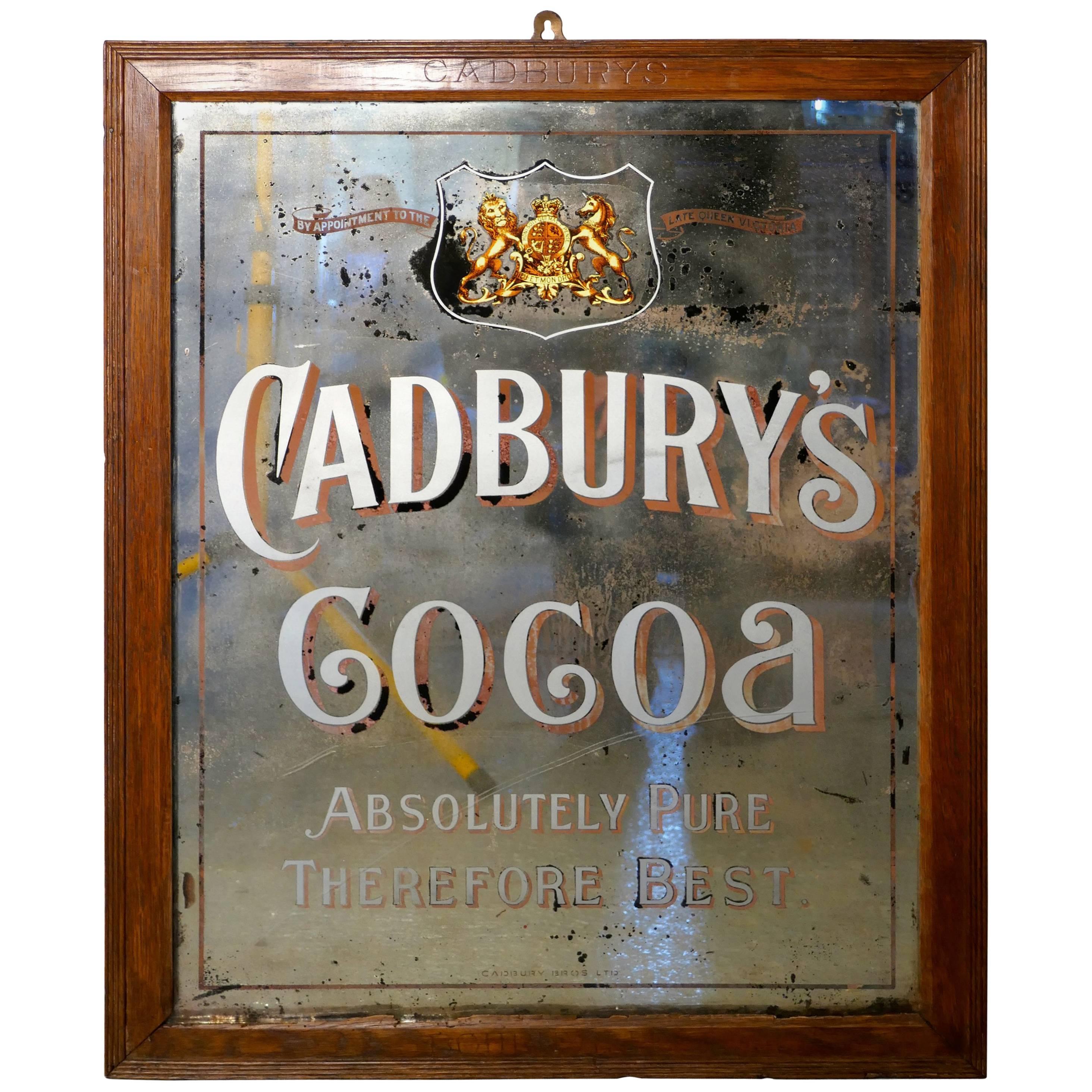 Large Cadbury’s Cocoa Advertising Mirror, Royal Appointment to Queen Victoria