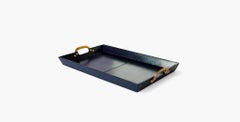 Ben Soleimani Large Cade Leather Serving Tray - Sapphire