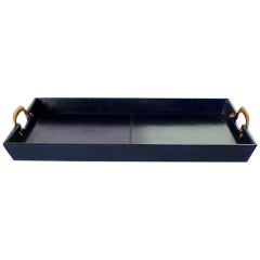 Ben Soleimani Large Cade Leather Serving Tray - Sapphire  