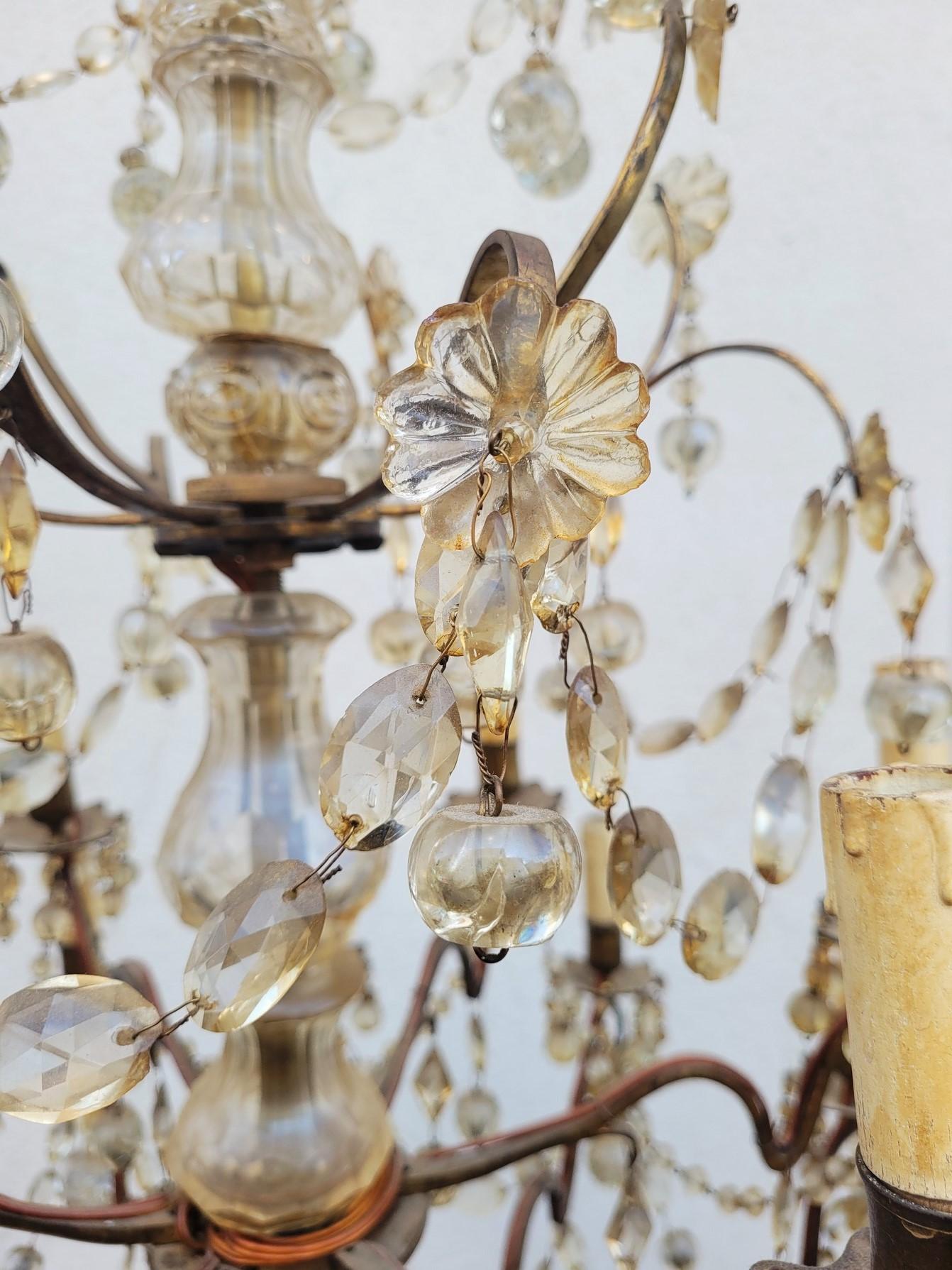 Gran araña de jaula con colgantes, 18 luces, finales del siglo XIX principios del XX en venta 4