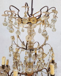 Large Cage Chandelier With pendants, 18 Lights, Late 19th Early 20th Century