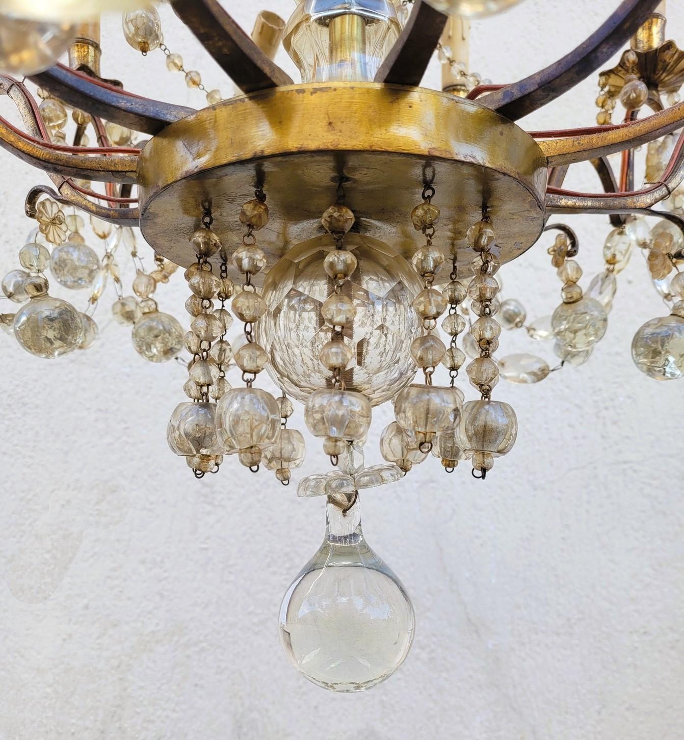 Gran araña de jaula con colgantes, 18 luces, finales del siglo XIX principios del XX en venta 1
