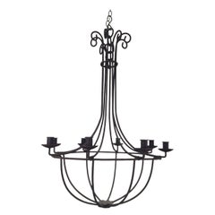 Large Cage Wrought Iron Chandelier, French, circa 1970