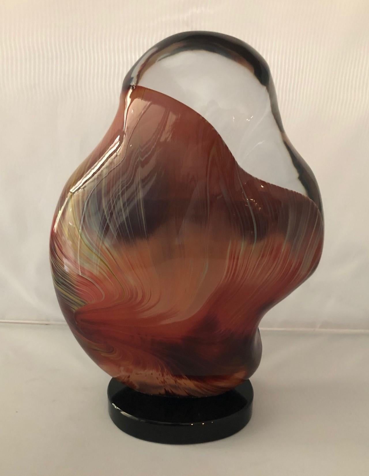 Italian Large Calcedonia Art Glass  Biomorphic Sculpture by Dino Rosin for Murano Glass