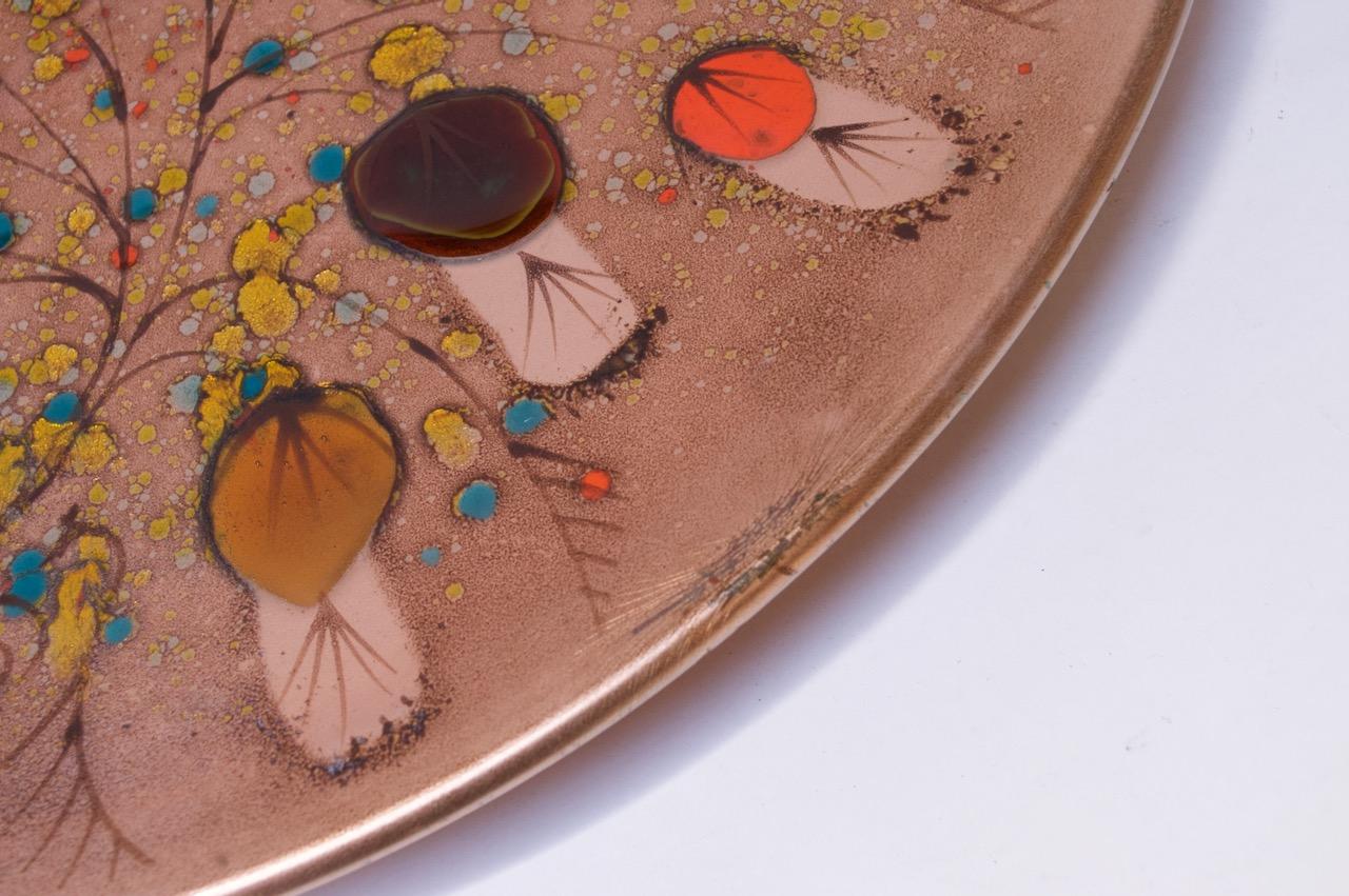 Grand plateau de table en cuivre émaillé cloisonné de Californie par Landau Goldsmith en vente 4