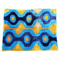 Used Large California Hand Hooked Abstract Shag Rug